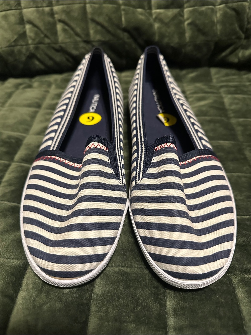 Nautica Women's Navy & White Striped Canvas Flats
